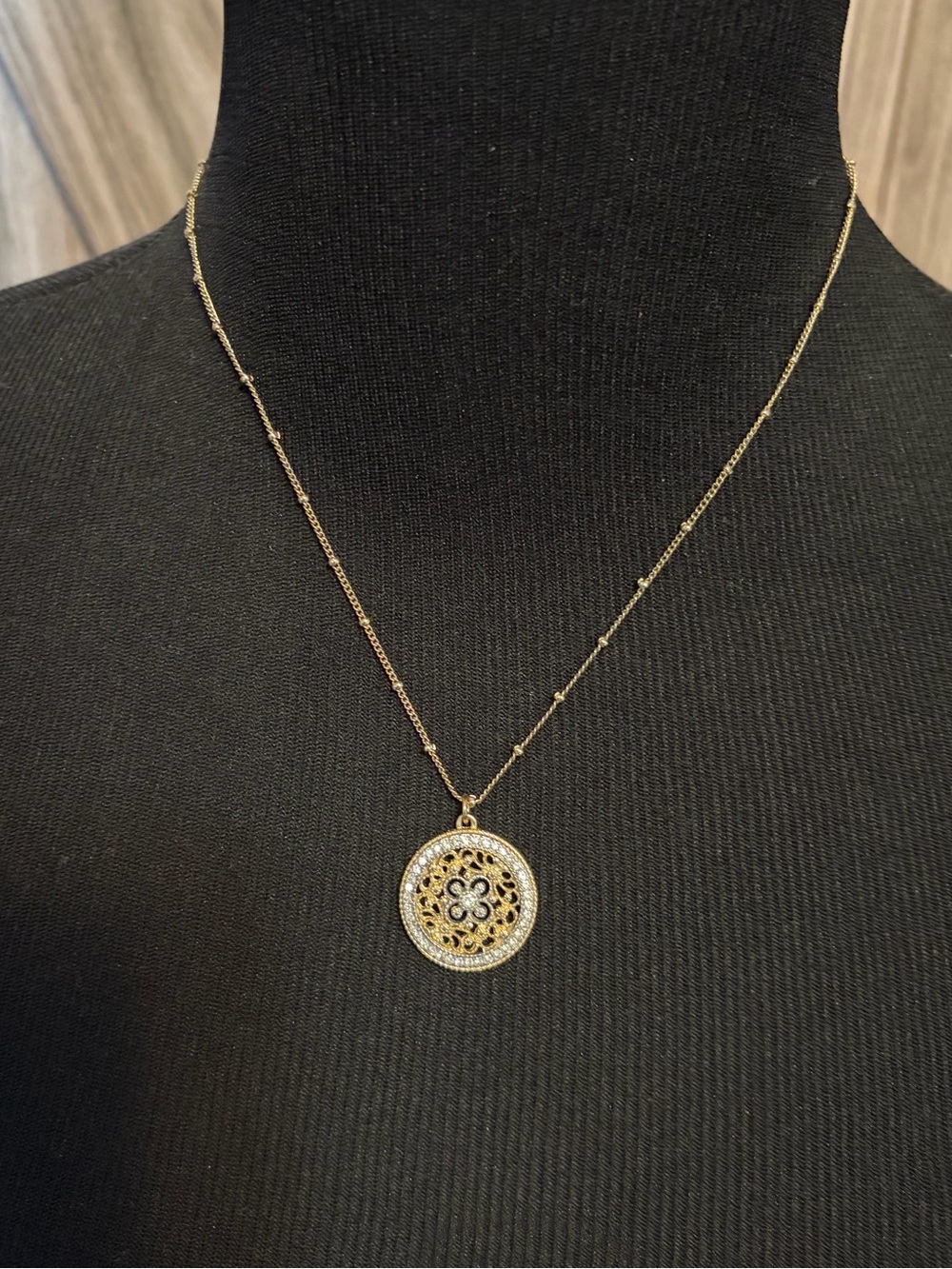 Gold Filigree Medallion Pendant Necklace - Women Jewelry